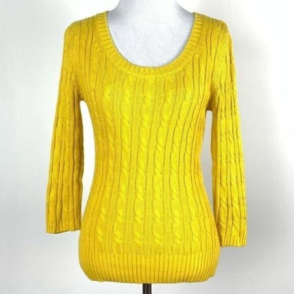 Ann Taylor loft sweater XS Yellow 8% rabbit hair - Picture 10 of 10